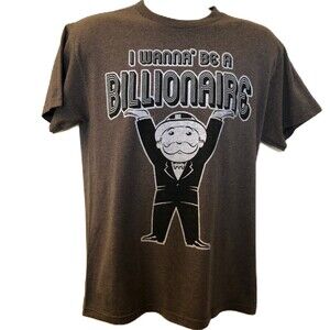 Monopoly Men's Unisex Brown Medium T-Shirt Graphic Tee Board Game Lovers